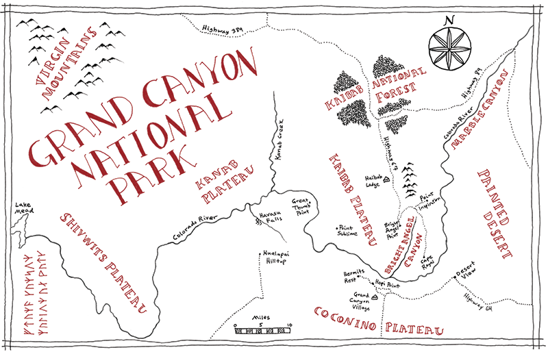 Grand Canyon National Park Tolkien map