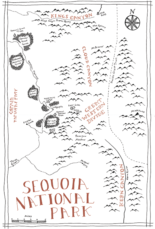 Sequoia National Park Tolkien map