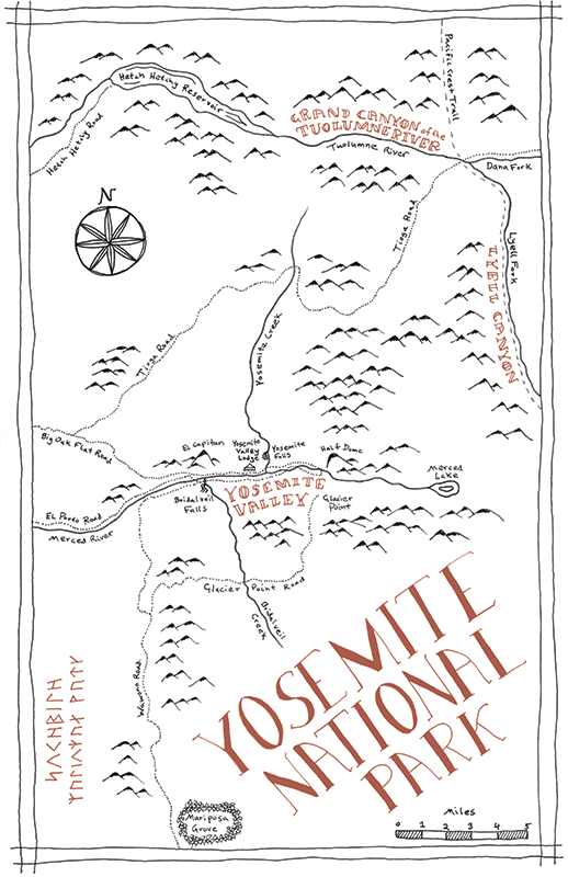 Yosemite National Park Tolkien map