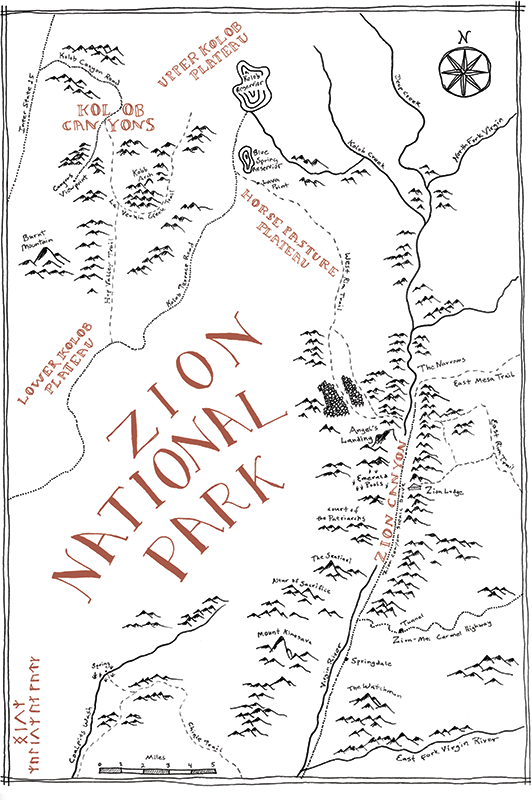 Zion National Park Tolkien map