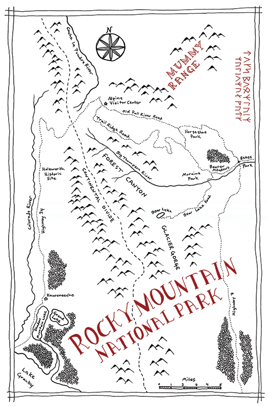 Rocky Mountain National Park Tolkien map
